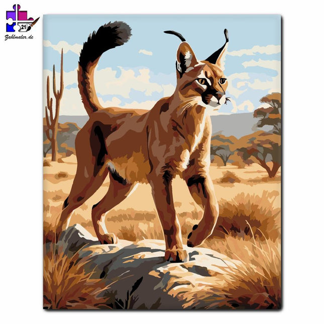 Karakal in der Savanne | Malen nach Zahlen-Zahlmaler.de