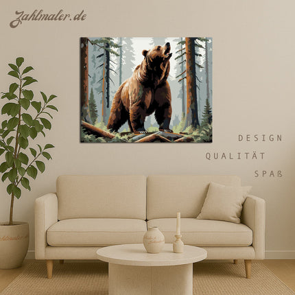 Braunbär im tiefen Wald | Malen nach Zahlen-Zahlmaler.de