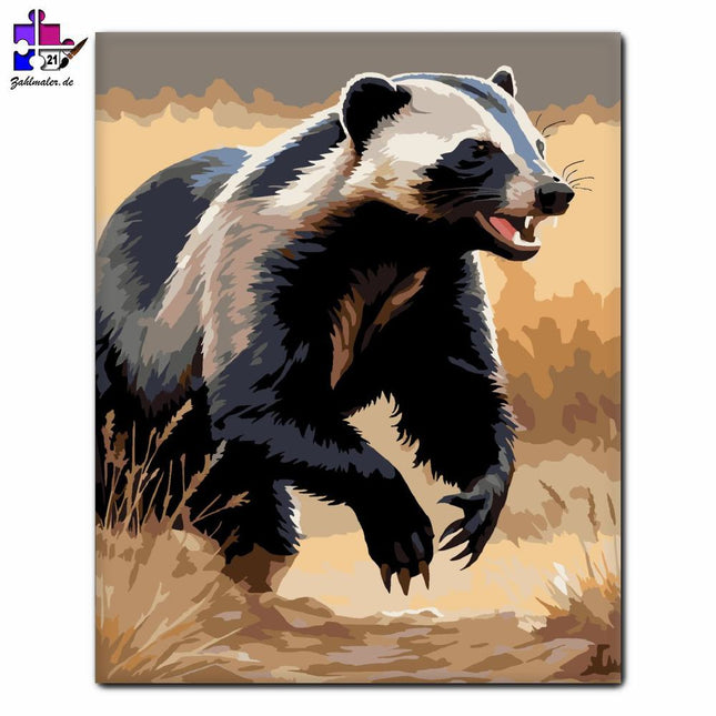 Honigdachs in der Savanne | Malen nach Zahlen-Zahlmaler.de