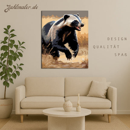 Honigdachs in der Savanne | Malen nach Zahlen-Zahlmaler.de