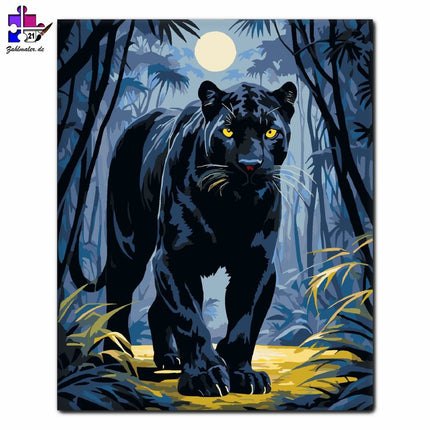 Schwarzer Panther im Dschungel | Malen nach Zahlen-Zahlmaler.de