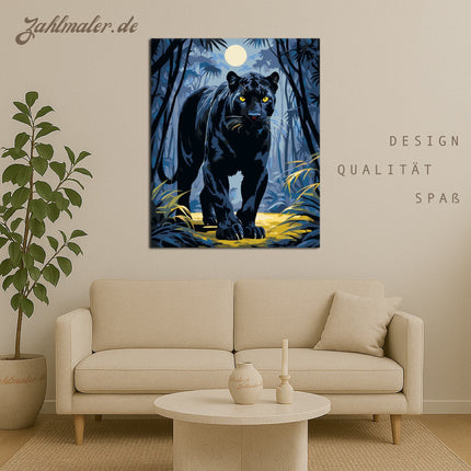 Schwarzer Panther im Dschungel | Malen nach Zahlen-Zahlmaler.de