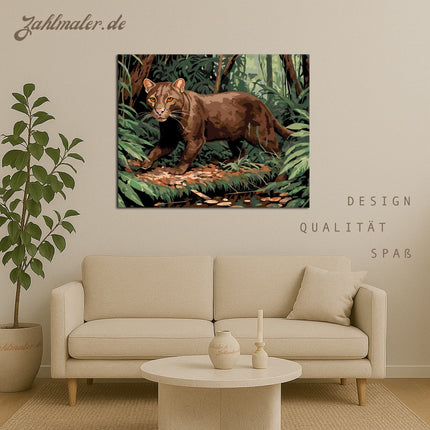 Jaguarundi im tiefen Wald | Malen nach Zahlen-Zahlmaler.de