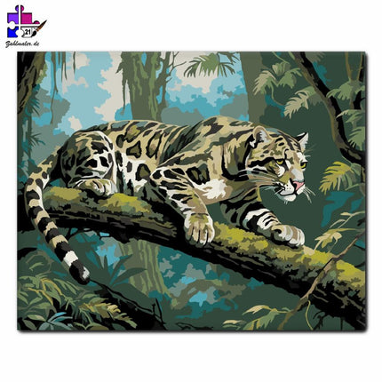 Leopard im Nebel auf der Dzselva | Malen nach Zahlen-Zahlmaler.de