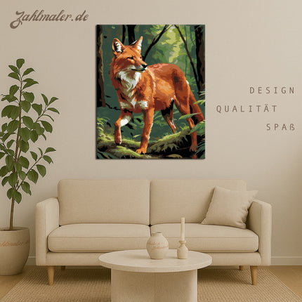 Dhole im tiefen Wald | Malen nach Zahlen-Zahlmaler.de
