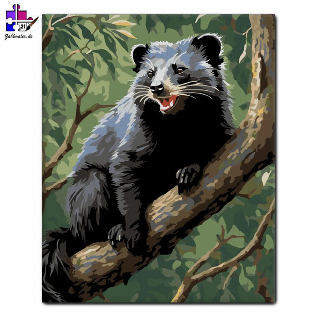 Binturong im Dschungel | Malen nach Zahlen-Zahlmaler.de