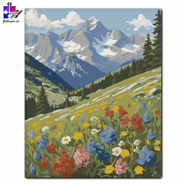 Harmonie der alpinen Wildblumen | Malen nach Zahlen-Zahlmaler.de