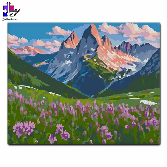 Alpine Wildblumen Berglandschaft | Malen nach Zahlen-Zahlmaler.de