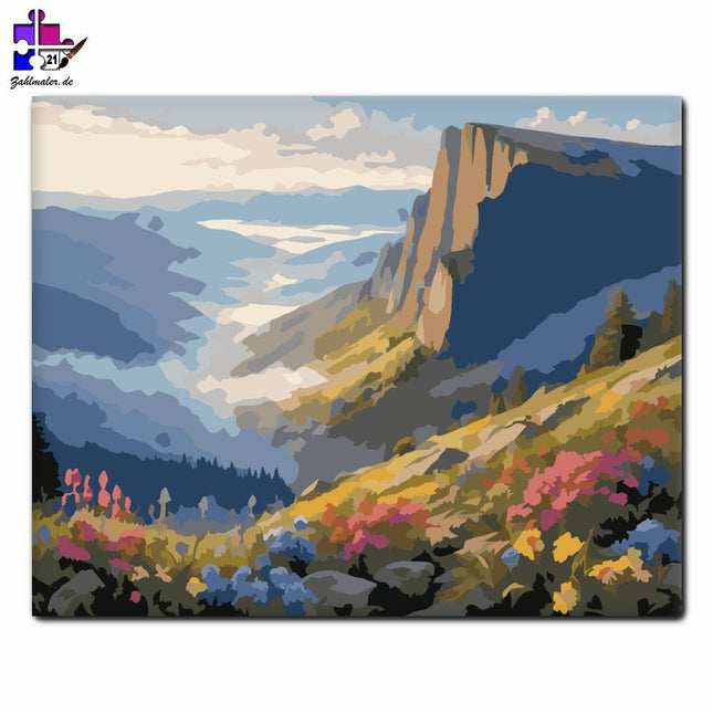 Wildflower Mountain Rock and Valley | Malen nach Zahlen-Zahlmaler.de