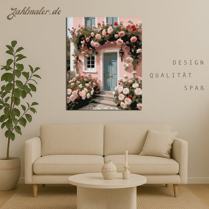 Gartenhaus mit Rosen | Malen nach Zahlen-Zahlmaler.de