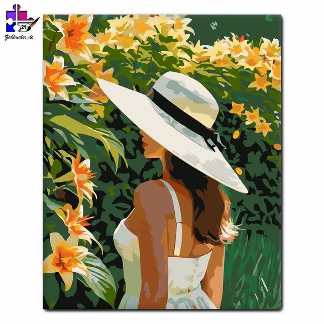 Garten der orangefarbenen Lilien | Malen nach Zahlen-Zahlmaler.de