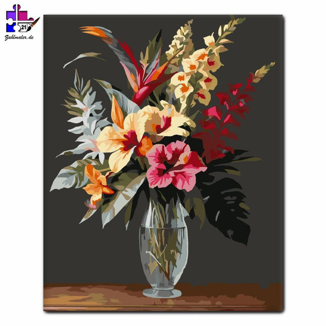 Tropischer Blumenstrauß | Malen nach Zahlen-Zahlmaler.de