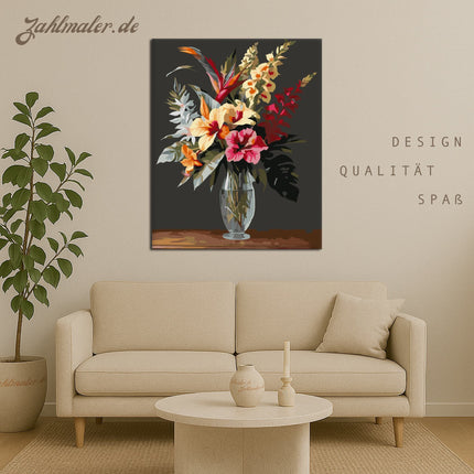 Tropischer Blumenstrauß | Malen nach Zahlen-Zahlmaler.de