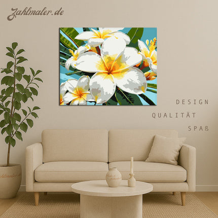 Tropische Plumeria Blumen Lieferung | Malen nach Zahlen-Zahlmaler.de