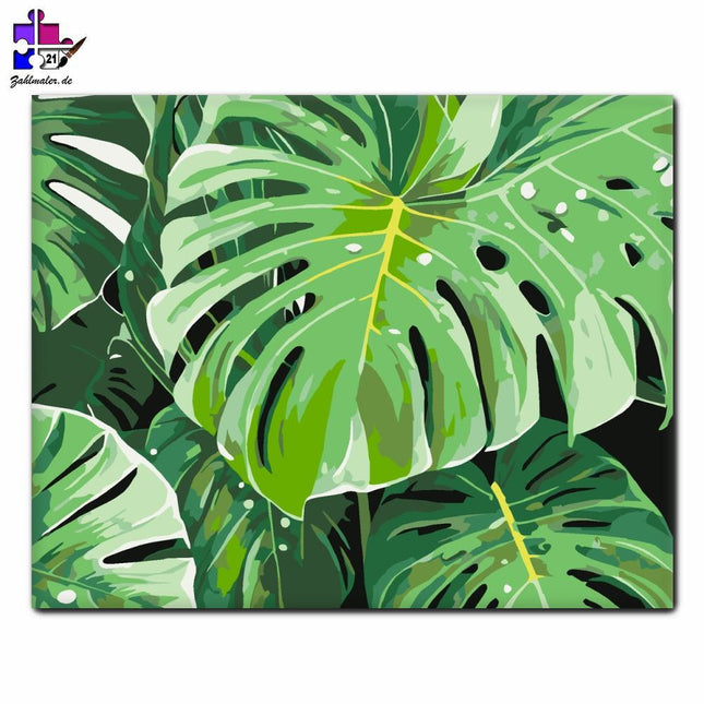 Monstera und Bananenblätter | Malen nach Zahlen-Zahlmaler.de
