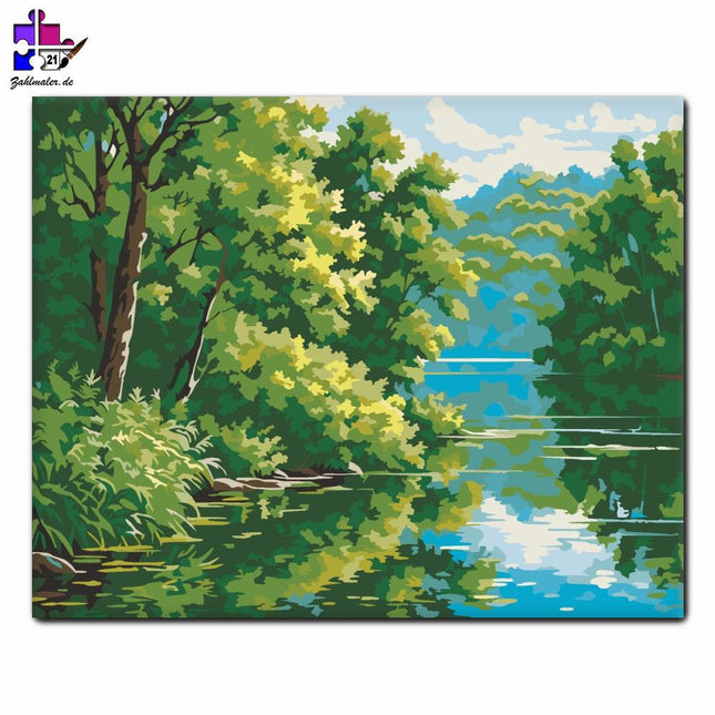 Gelassenheit am Seeufer | Malen nach Zahlen-Zahlmaler.de