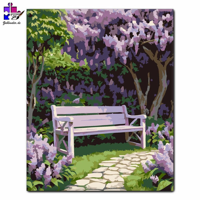 Gartenbank mit Orgel | Malen nach Zahlen-Zahlmaler.de