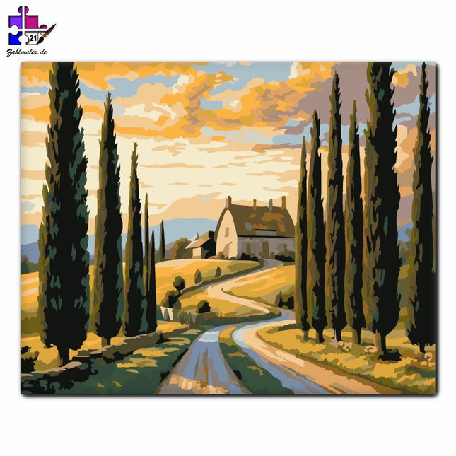 Straße auf dem Lande an der Grenze zu Zypern | Malen nach Zahlen-Zahlmaler.de