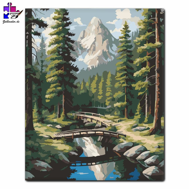 Kiefernwald Berglandschaft | Malen nach Zahlen-Zahlmaler.de