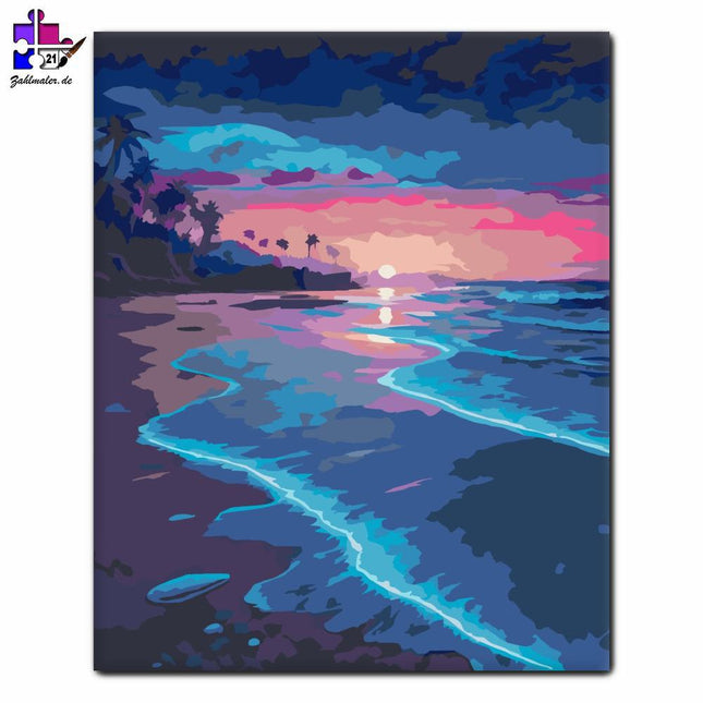 Nacht der leuchtenden Wellen | Malen nach Zahlen-Zahlmaler.de