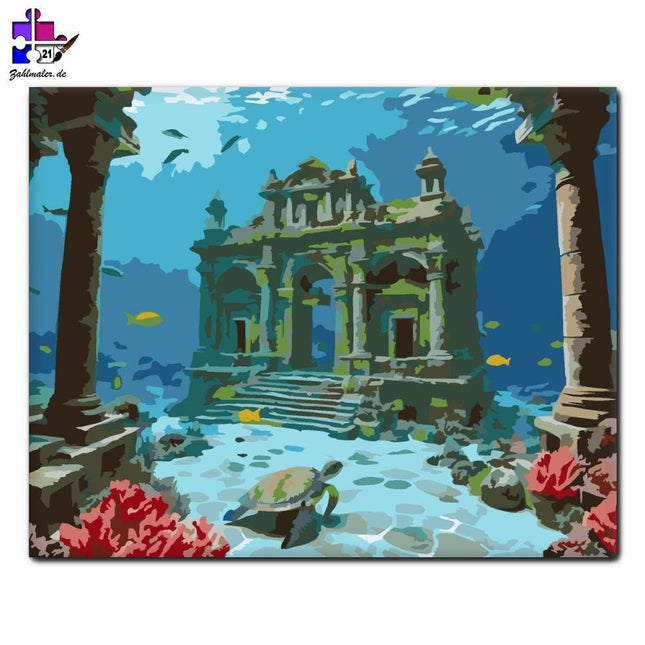 Versunkene Stadt auf dem Grund des Ozeans | Malen nach Zahlen-Zahlmaler.de