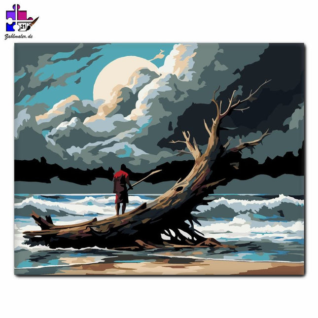 Verlassene Insel und herannahender Sturm | Malen nach Zahlen-Zahlmaler.de