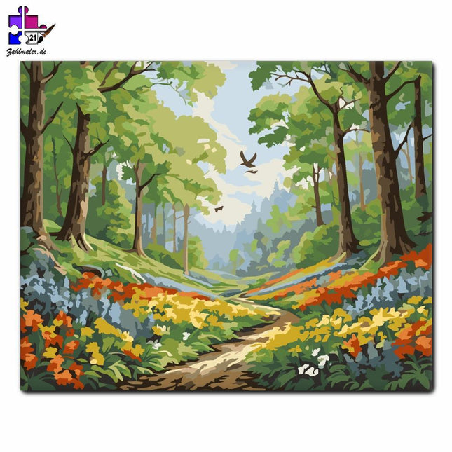 Blühender Frühlingswald | Malen nach Zahlen-Zahlmaler.de