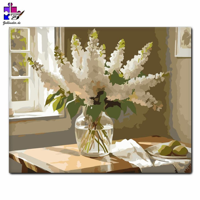 Weißer Orgelstrauß | Malen nach Zahlen-Zahlmaler.de