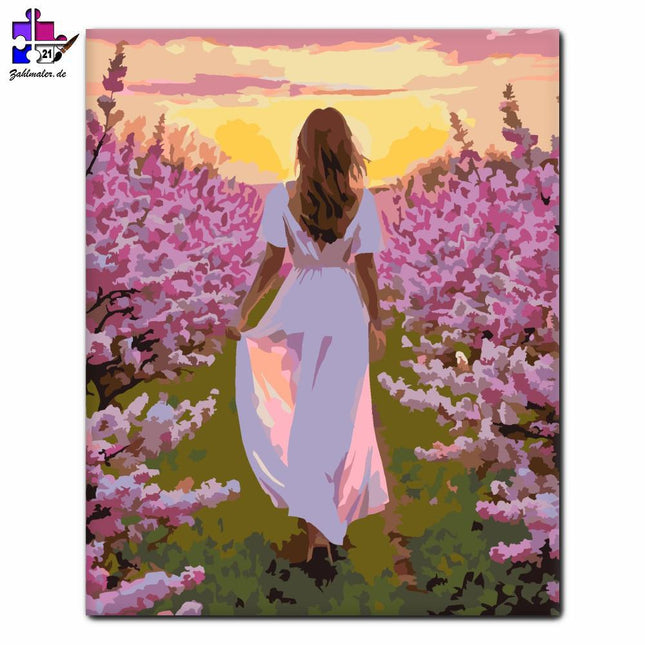 Sonnenuntergang Lila Orgelfeld | Malen nach Zahlen-Zahlmaler.de