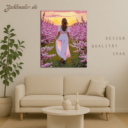 Sonnenuntergang Lila Orgelfeld | Malen nach Zahlen-Zahlmaler.de