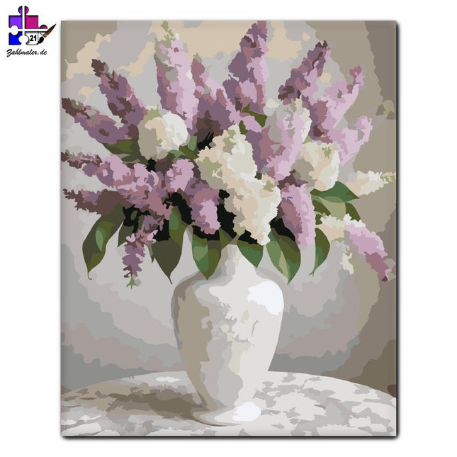 Lila und weiße Orgelvase | Malen nach Zahlen-Zahlmaler.de