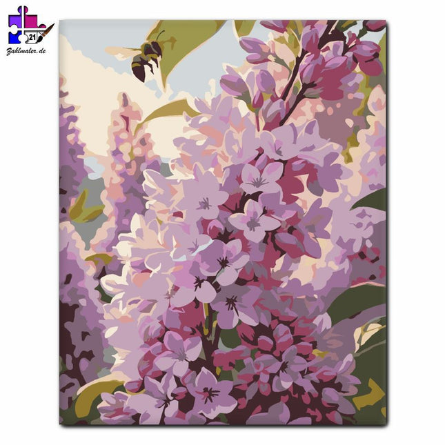 Rosa und lila Orgel mit Biene | Malen nach Zahlen-Zahlmaler.de