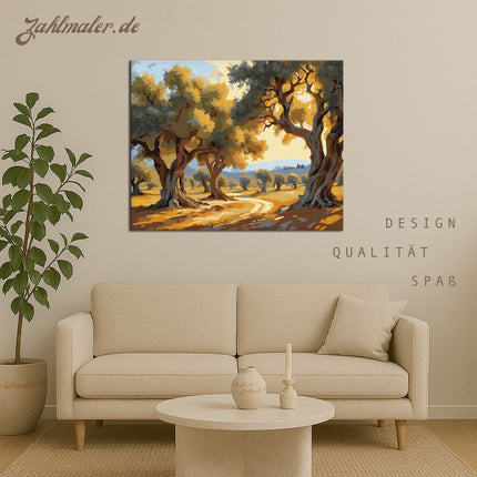 Herbst-Olivenbaum-Insel | Malen nach Zahlen-Zahlmaler.de