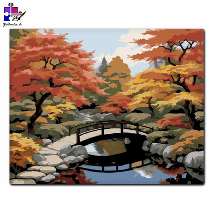 Japanischer Ahorngarten in Herbstfarben | Malen nach Zahlen-Zahlmaler.de
