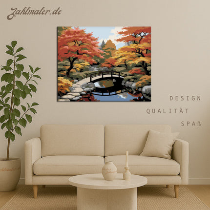 Japanischer Ahorngarten in Herbstfarben | Malen nach Zahlen-Zahlmaler.de