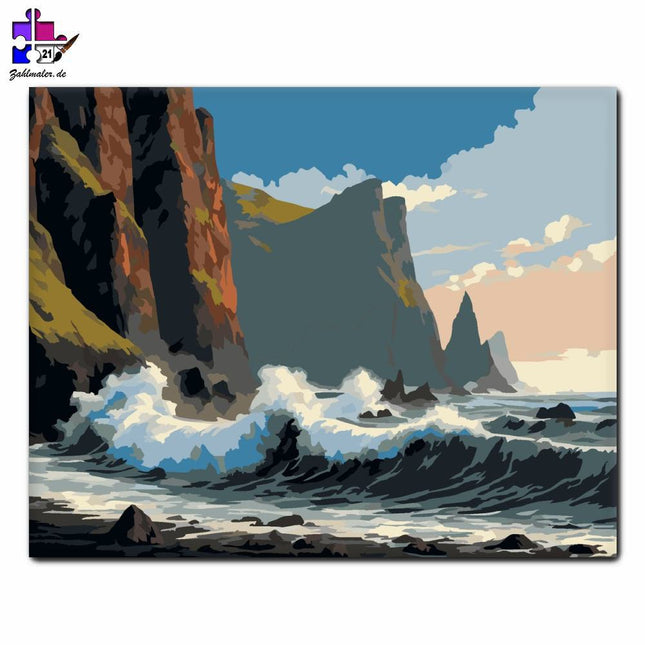 Vulkanische Küsten und brechende Wellen | Malen nach Zahlen-Zahlmaler.de