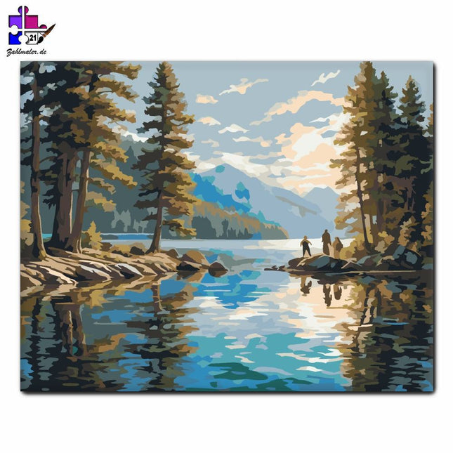 Freunde am Seeufer | Malen nach Zahlen-Zahlmaler.de