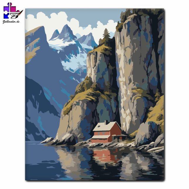 Nordischer Fjord mit Bergen | Malen nach Zahlen-Zahlmaler.de
