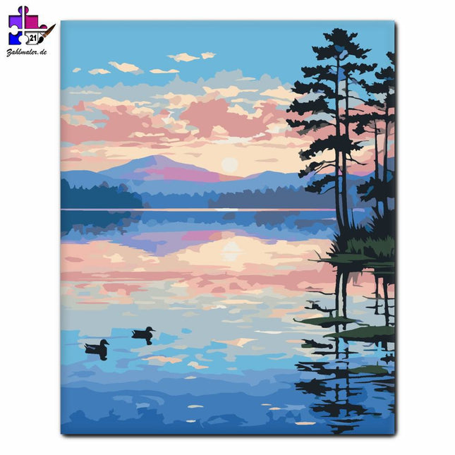 Sonnenaufgang über dem See | Malen nach Zahlen-Zahlmaler.de