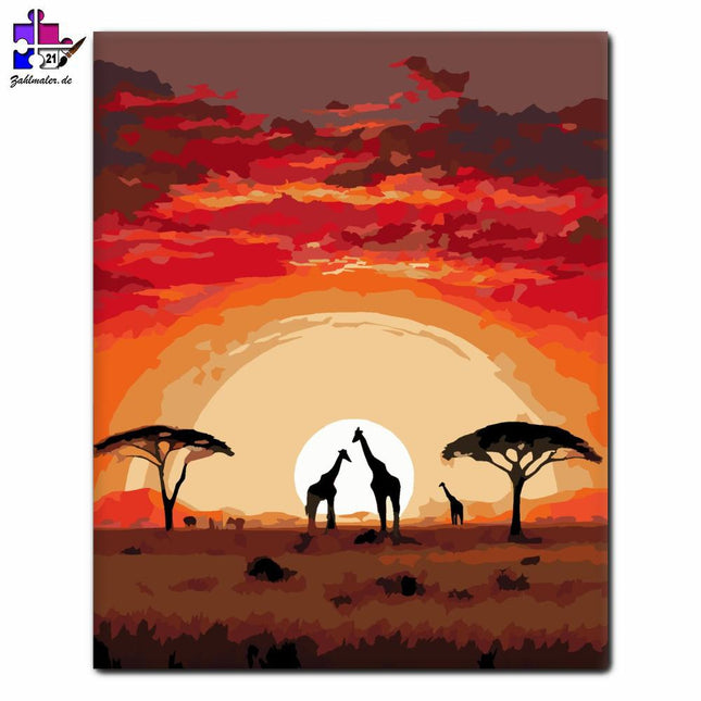 Sonnenuntergang in der Savanne | Malen nach Zahlen-Zahlmaler.de