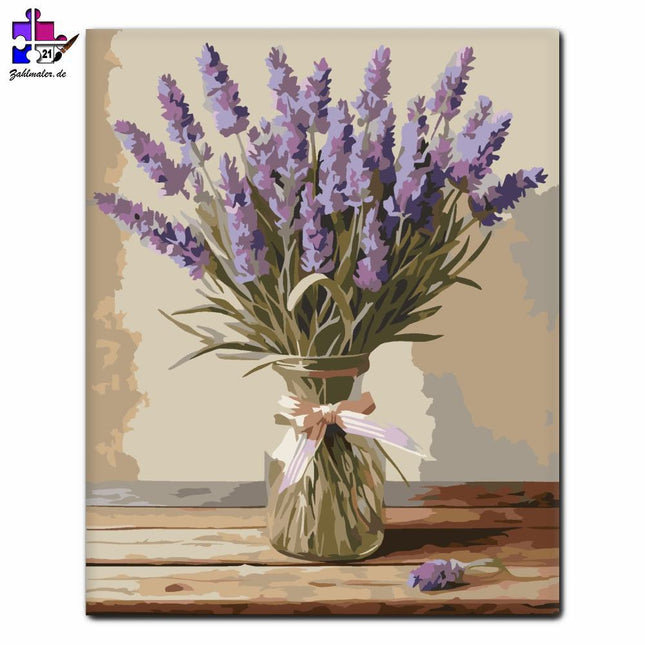 Lavendelbouquet Rustikaler Tisch | Malen nach Zahlen-Zahlmaler.de