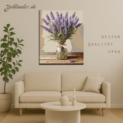 Lavendelbouquet Rustikaler Tisch | Malen nach Zahlen-Zahlmaler.de