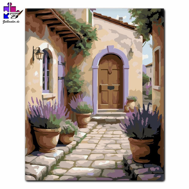 Europäischer Hof mit Lavendel geschmückt | Malen nach Zahlen-Zahlmaler.de