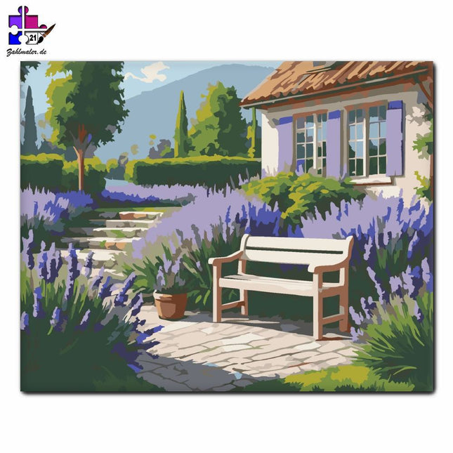 Garten Lavendel und Pad | Malen nach Zahlen-Zahlmaler.de