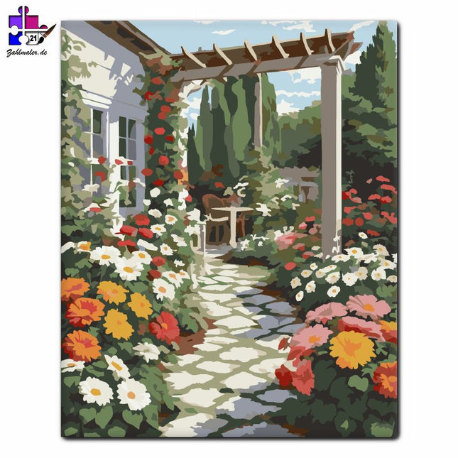 Gartengerbera und Gänseblümchen | Malen nach Zahlen-Zahlmaler.de