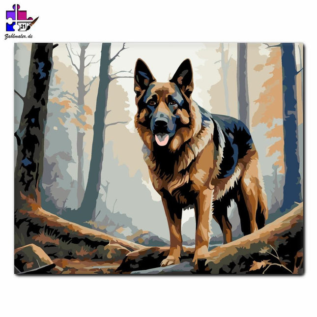 Deutscher Schäferhund im Wald | Malen nach Zahlen-Zahlmaler.de