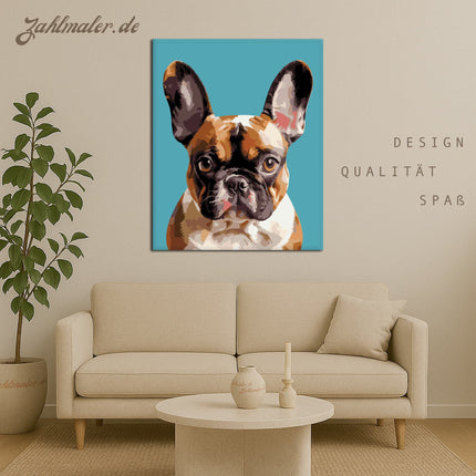 Französische Bulldogge Close Portrait | Malen nach Zahlen-Zahlmaler.de