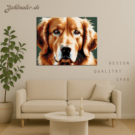 Golden Retriever Gesicht Leben | Malen nach Zahlen-Zahlmaler.de