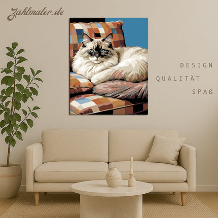 Schlafende Ragdoll-Katze | Malen nach Zahlen-Zahlmaler.de