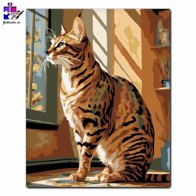Bengalkatze im Sonnenschein | Malen nach Zahlen-Zahlmaler.de